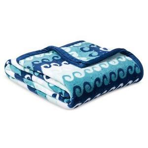Waves Plush Bed Blanket (Full/Queen) Blue - Pillowfort™