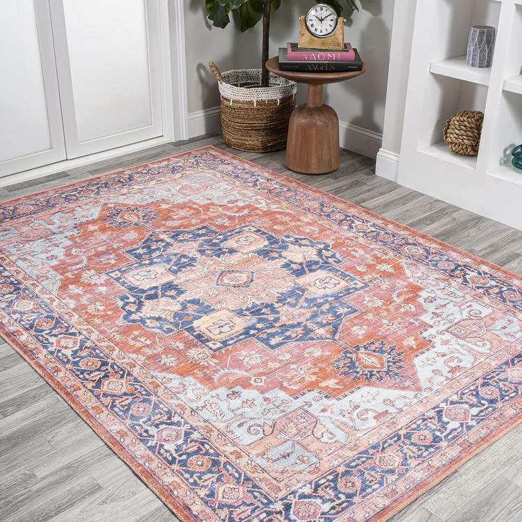 Maris Ornate Medallion Washable Area Rug