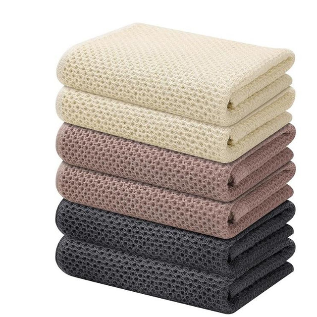 Kitinjoy 100% Cotton Waffle Weave Kitchen Towels, 6-Pack Super Soft and Absorbent Dish Towels for Drying Dishes, Kitchen Hand Towels, 13 in x 28 in, Mixed Color