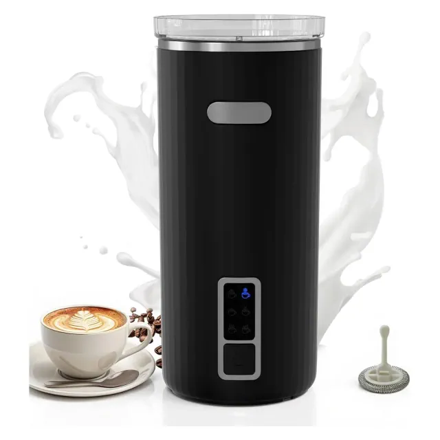Electric Milk Frother & Steamer, 6-in-1 Automatic Hot & Cold Foam Maker and Milk Warmer for Latte, Cappuccino, Easy Clean, for Home or Office, Black