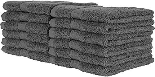 Quba Linen 100% Cotton Wash Cloths 12 Pack Bath Washcloths Facecloths, 12x12 Inches Large Bathroom Wash Clothe - Extra-Absorbent