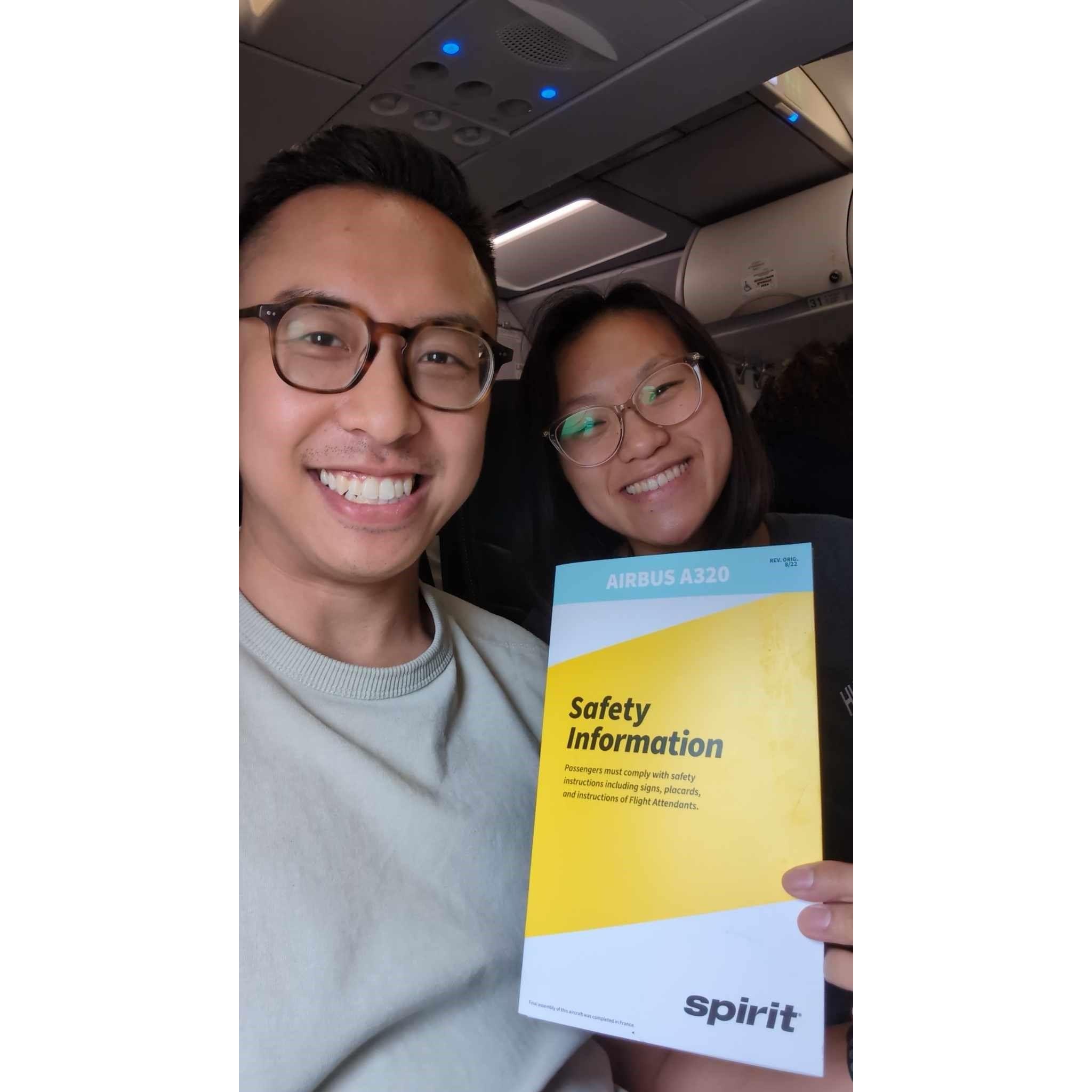 Joyce's first (and last!) Spirit Airlines flight. She's smiling in this picture, but inside she was wondering if she'd make it back alive.