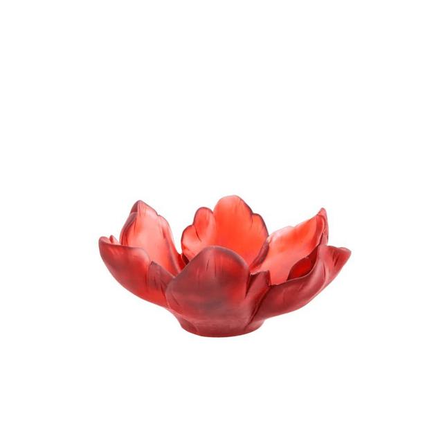 Daum Crystal Numbered Edition Red Tulip Bowl Small #03228-3