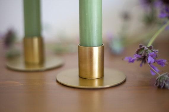 Minimalist Aged Antique Brass Finish Metal Taper Candle Holder | Modern Rustic Metal Candlestick Holder | Brass Taper Candle Holders