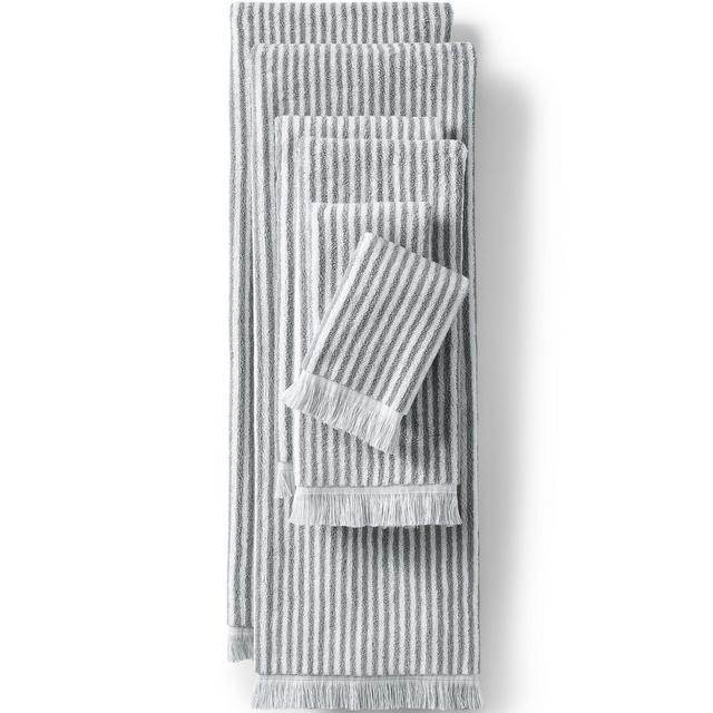 Lands' End Cotton Yarn-dyed Stripe 6-Piece Bath Towel Set - Assorted Bath Towel Set - Ultimate Gray Stripe