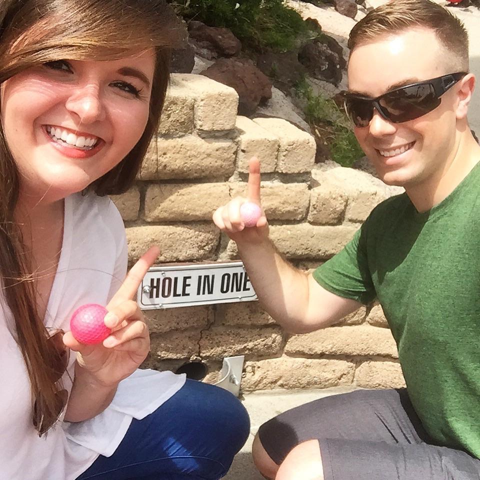 Hole-in-one buddies during mini golf date [2016]