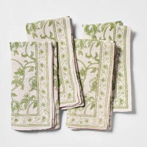 Sur La Table Floral Blossom Napkins, Set of 4 - Green