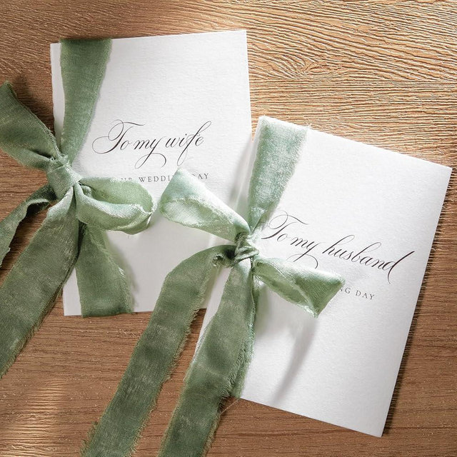 Engrowtic 2 Set Wedding Vow Books to My Husband Wife Vow Books with Ribbon and Envelopes Wax Seals A6 Bride and Groom Notebook for Bridal Shower Engaged Couple Gift Wedding Essential (Sage Green)