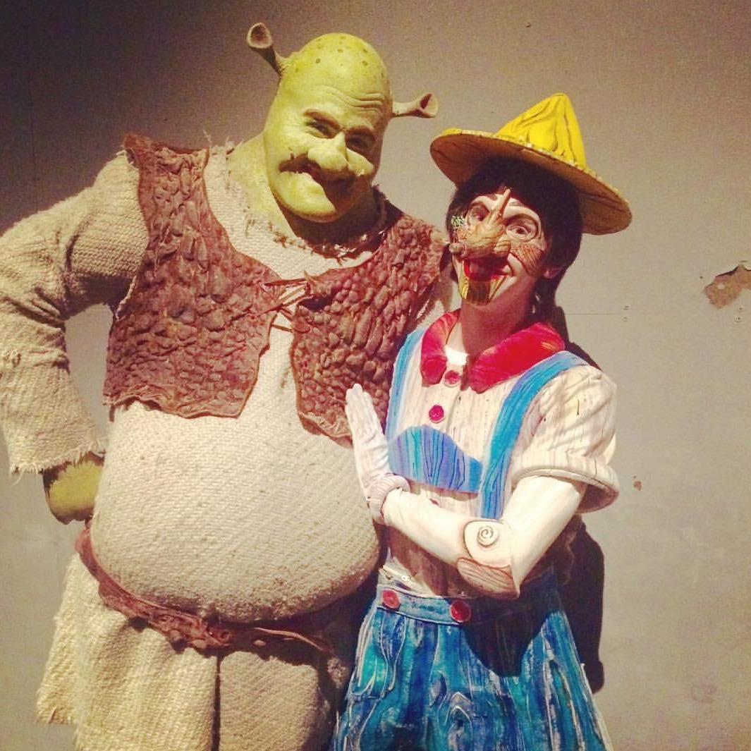 We performed Shrek: the Musical together internationally. It's why we were able to travel to so many countries together.  Don't tell Dreamworks that Shrek and Pinocchio were dating
