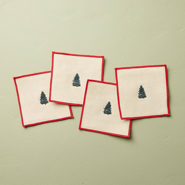 Set of 4 Cloth Cocktail Embroidered Tree Napkins - Hearth & Hand™ with Magnolia