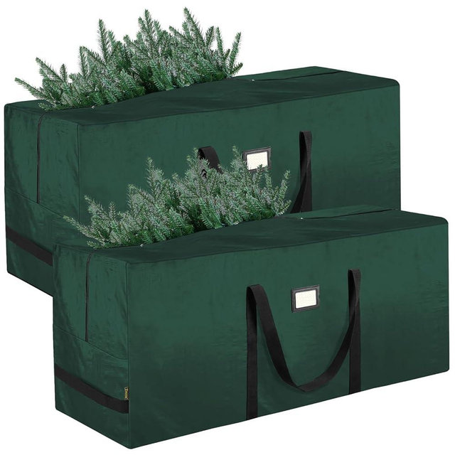 BALEINE 9 ft Christmas Tree Storage Bag, Heavy Duty Extra Large Artificial Christmas Tree Bag with Reinforced Handles and Dual Zippers Wide Opening (Green, 2PK Combo)