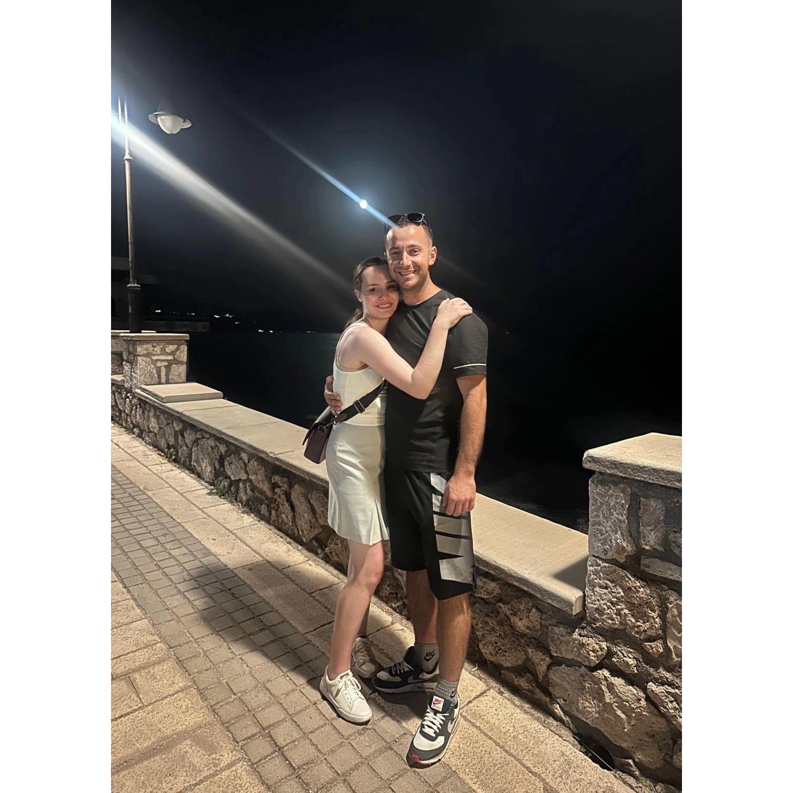 late night walks with his family in Albania