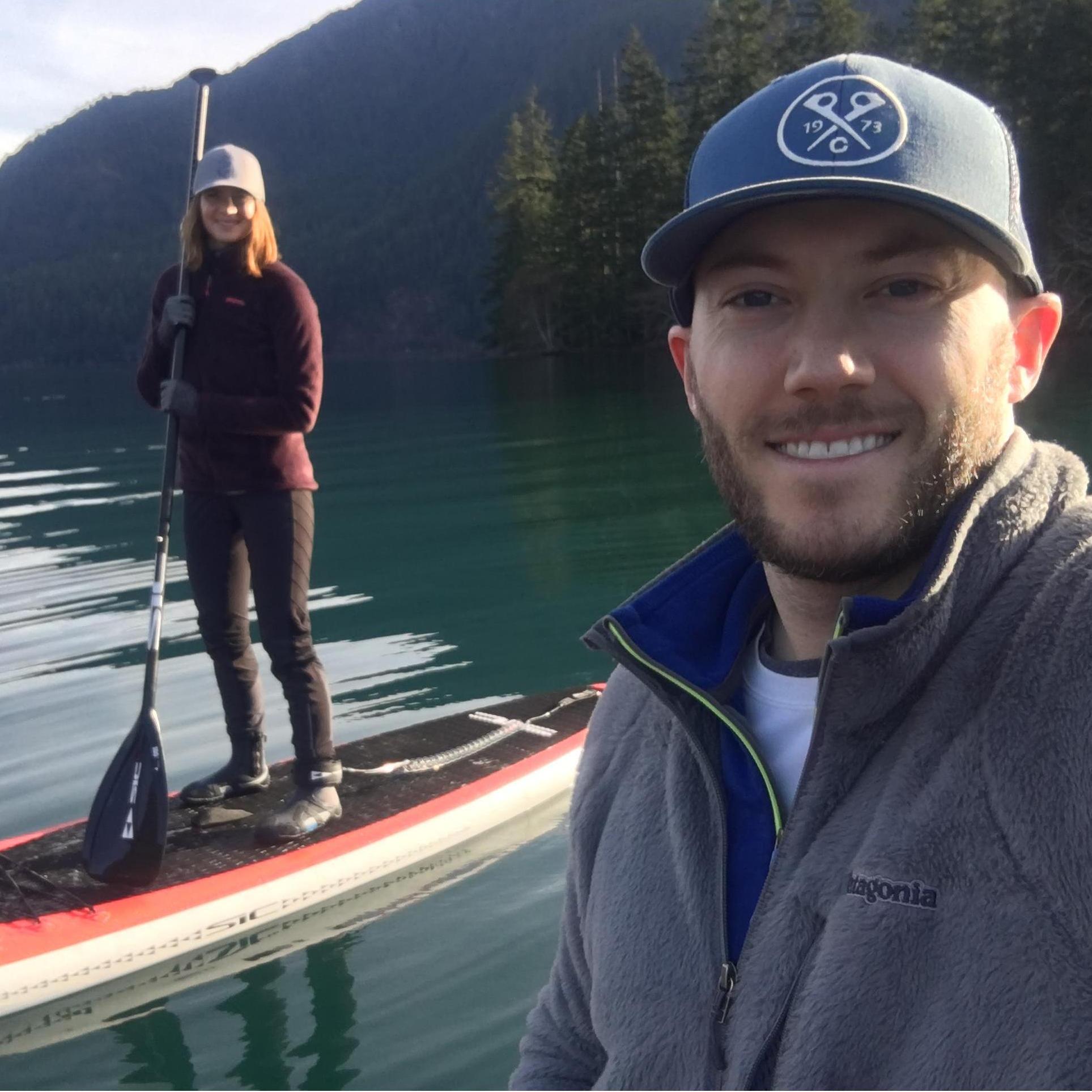Paddleboarding on Lake Cresent, WA