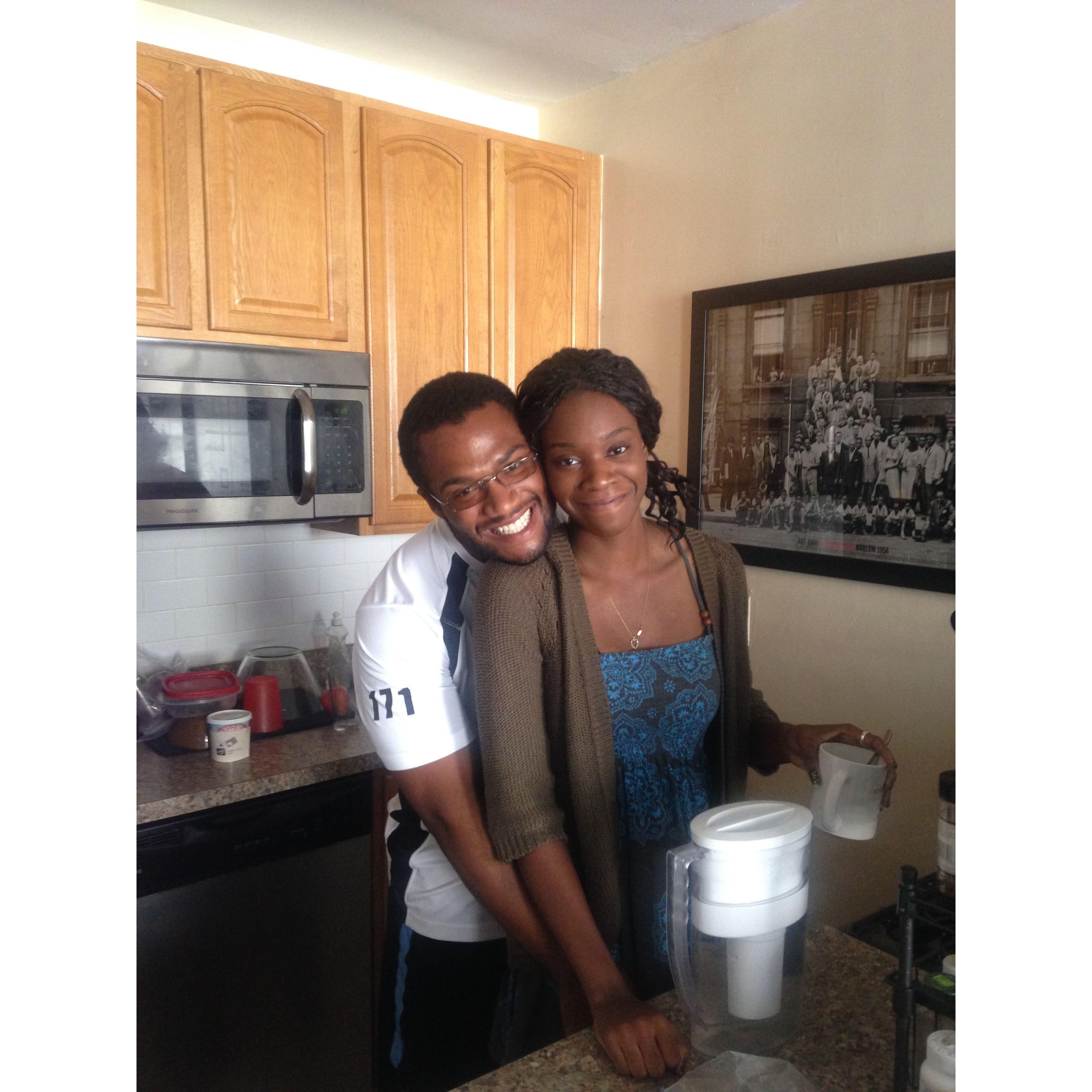 Our very first photo together in our first apt in Harlem!