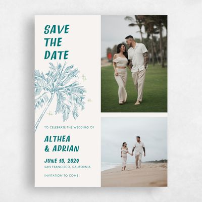 Teal, Blue Wedding Save the Date - Ocaso Multiphoto