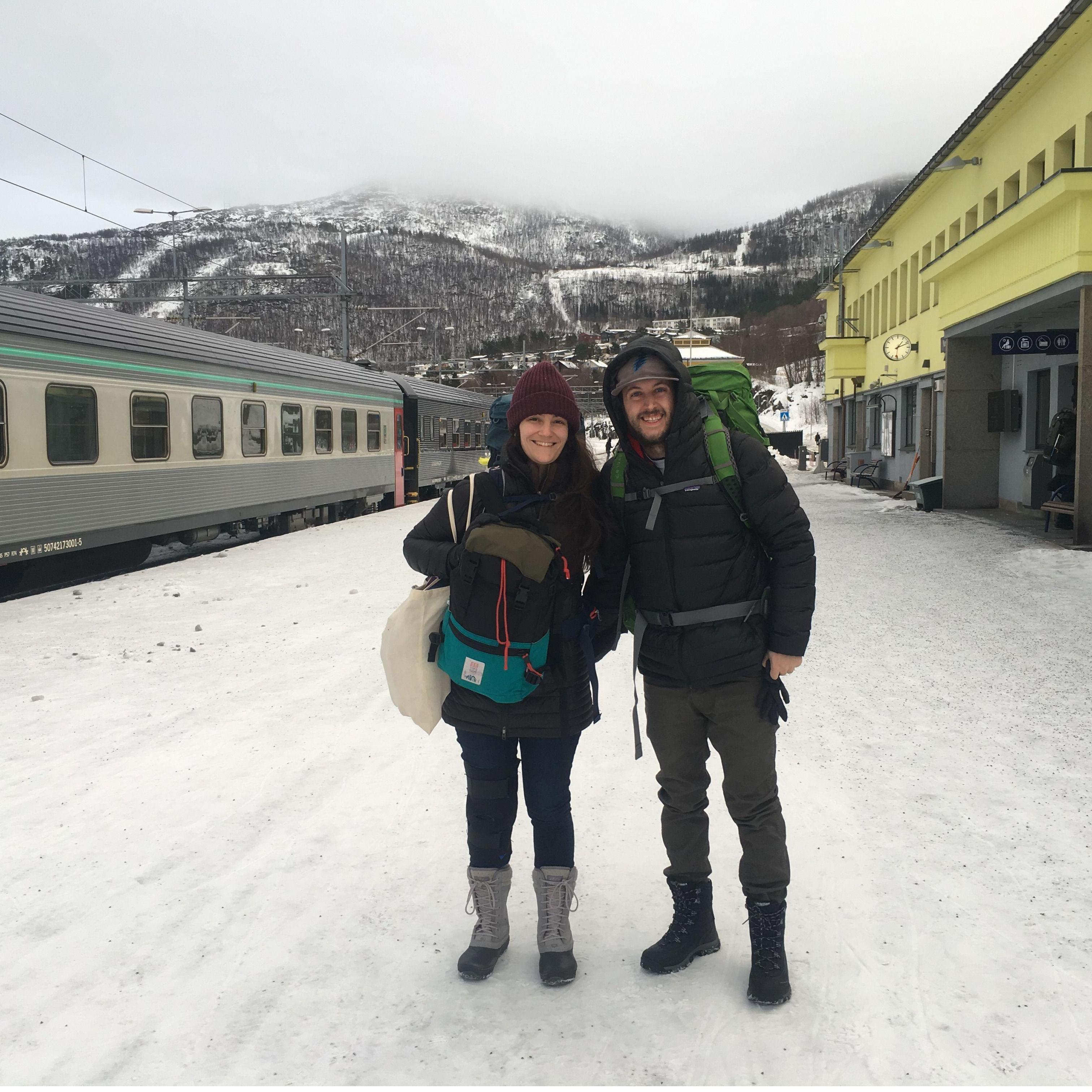 Us with all of our worldly posessions in Narvik, Norway