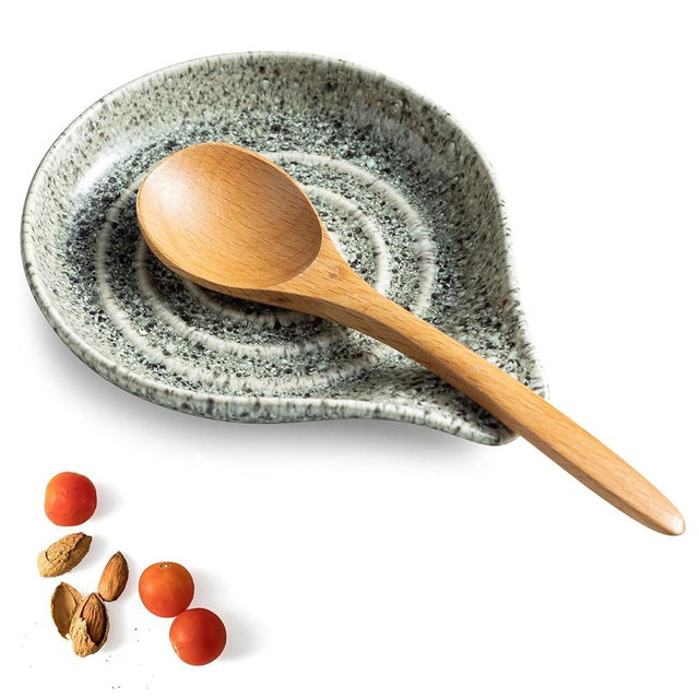 LAUCHUH Spoon Rest for Stove Top Cooking Spoon Holder for Kitchen Countertop Large Spatula Holder for Ladle, Spoons or Tong, Farmhouse Decor, Special Gray