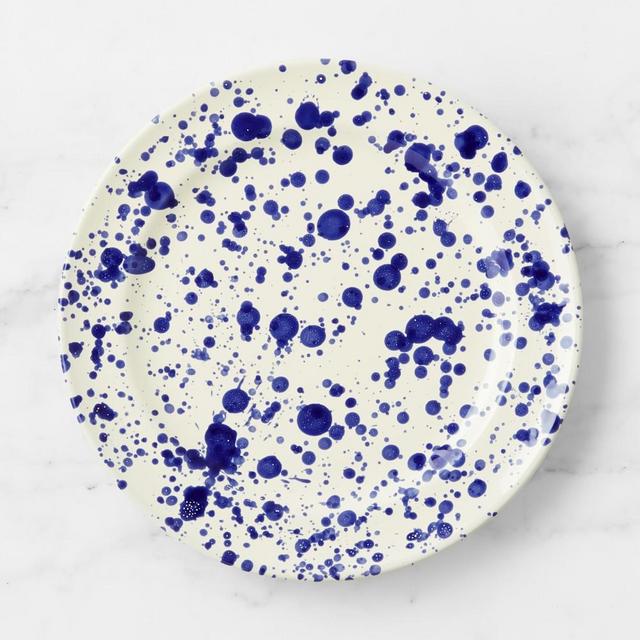 Splatter Ceramic Dinner Plates, Set of 4, Blue