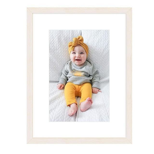 Golden State Art, 12x16 Distressed White Wood Picture Frame - White Mat for 8x12 Photos - Sawtooth for Wall Display - Great for Weddings, Graduations, Baby Showers, Holidays