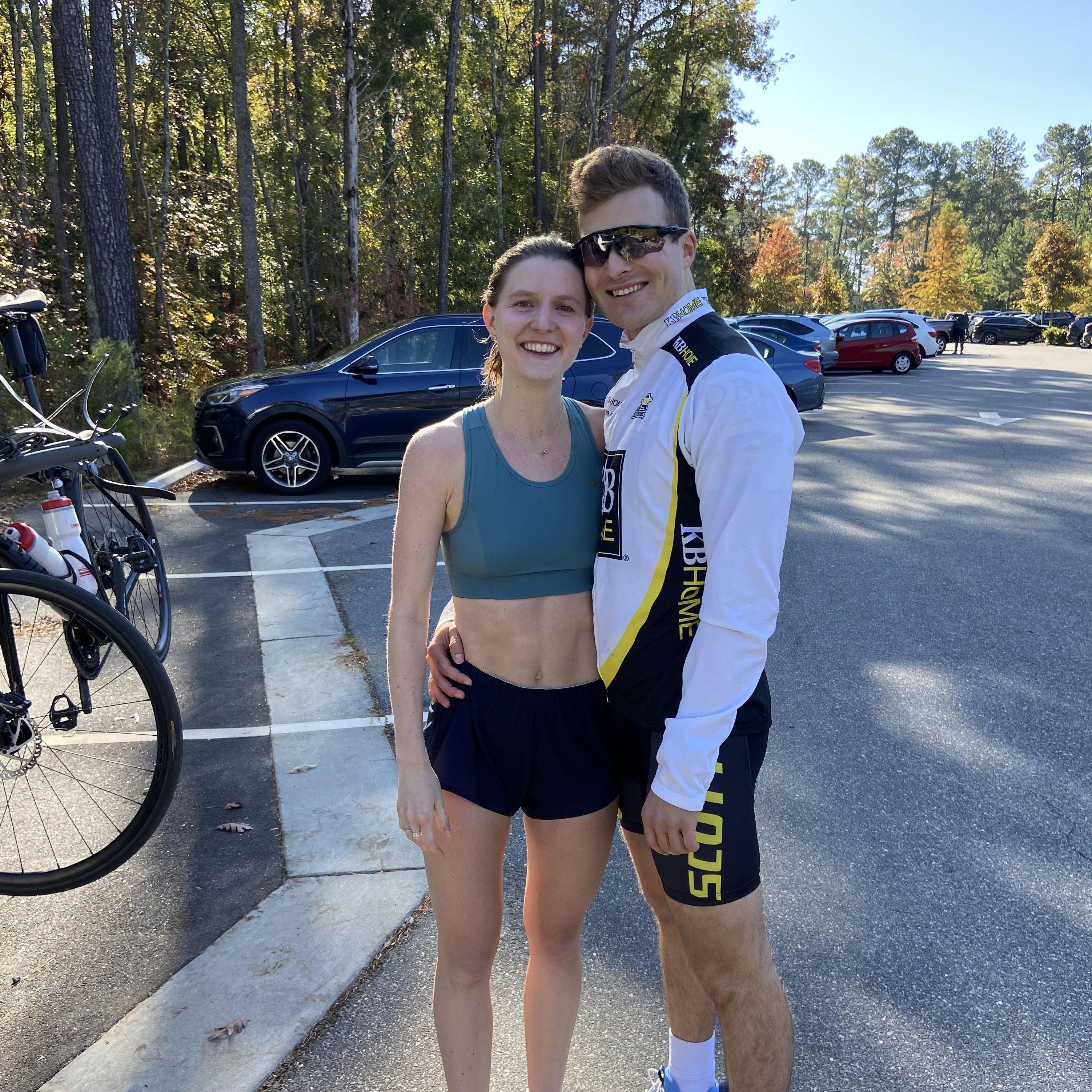 One of our favorite Sunday activities in Raleigh - Lauren going for a long run and Mitchell going for a bike ride on the American Tobacco Trail