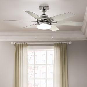 Hunter Toledo Easy Install 52-in Brushed Nickel with Matte Nickel Blades Ceiling Fan With Light 6 -Blade