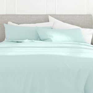4-Piece Solid Sheet Set - Color: Aqua - Size: Queen