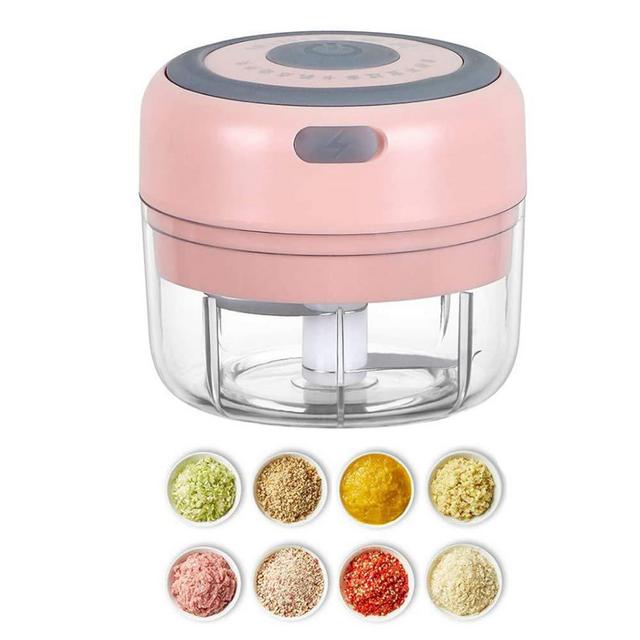 Electric Mini Garlic Chopper Slicer,Garlic Press Meat Grinder Cordless Garlic Masher Processor Chop Vegetable,Onion,Fruits,Chili,Meat To Make Salad,Pesto,Coleslaw For Kitchen Gadgets(100ML)