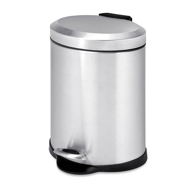 Honey-Can-Do TRS-01448 Oval Stainless Steel Step Can, 5-Liter,grey