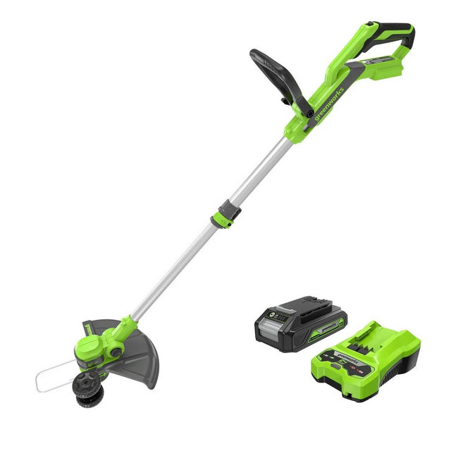 Greenworks 12" 24V POWERALL Outdoor Cordless String Trimmer with USB 2Ah Battery & Charger Included