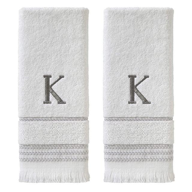 SKL HOME by Saturday Knight Ltd. Casual Monogram Hand Towel Set, K, 16x26, White 2 Count