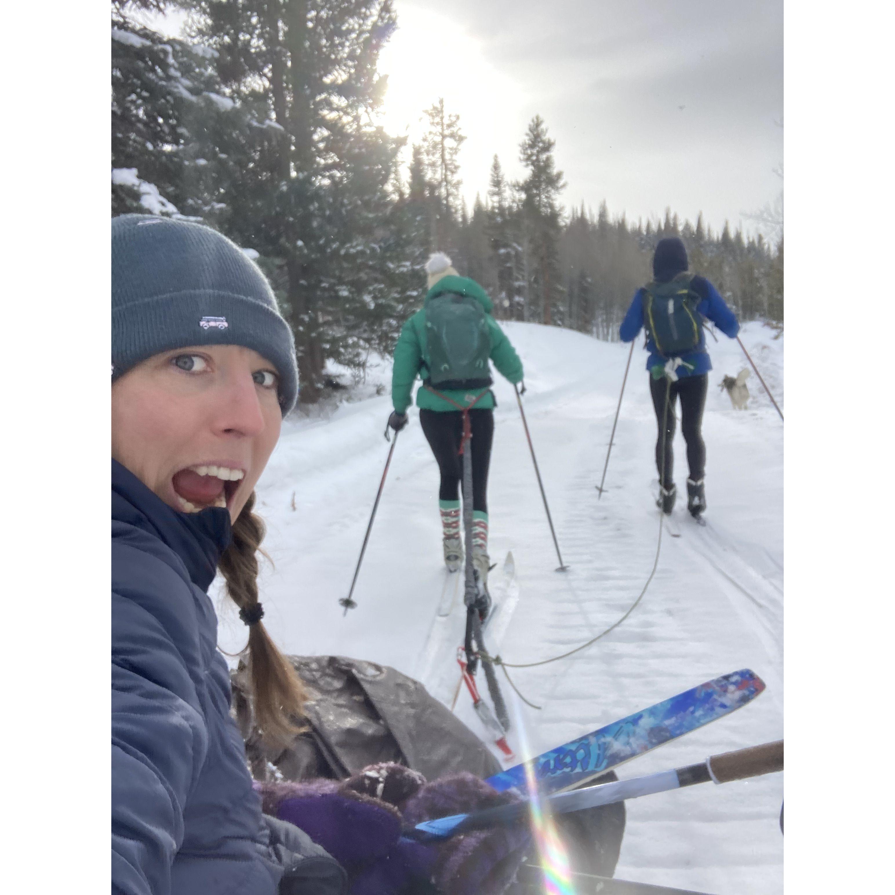 Cross country hut trip with homemade sled