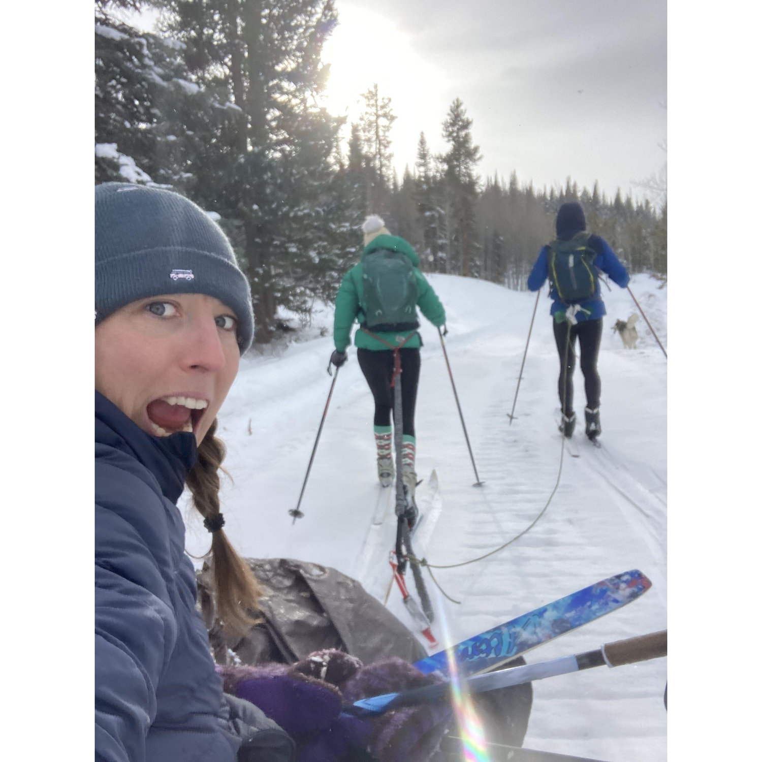 Cross country hut trip with homemade sled