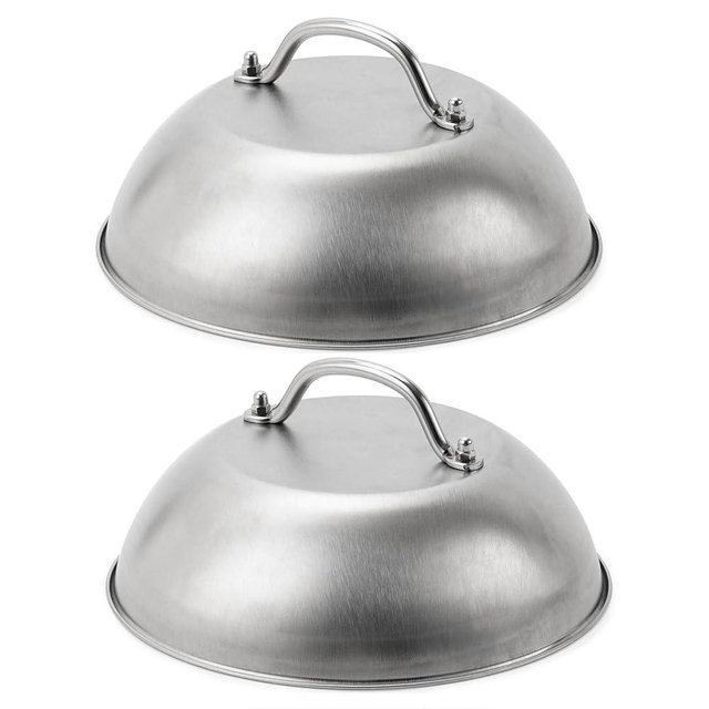 Griddle Accessories - Heavy Duty 9" Wide Smashed Burger Melting Cheese Dome - Commercial Grade Stainless Steel Basting and Steaming Cover- Best for Use in Flat Top Grills, 0.6mm Thickness-2 Domes