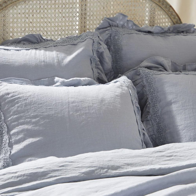 Greenrow Linen Ruffle Crochet Sham Set of 2