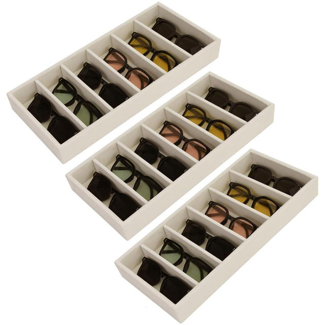 JETEHO 3 Pack Glasses & Sunglasses Organizer Tray, Velvet Display Tray for Glasses & Watches