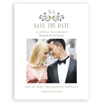 White Rustic Wedding Digital Save the Date - Feuille Photo