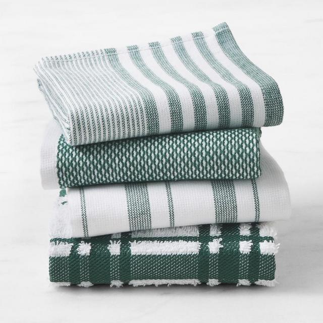 Williams Sonoma Super Absorbent Multi-Pack Dishcloths, Set of 4, Dark Green
