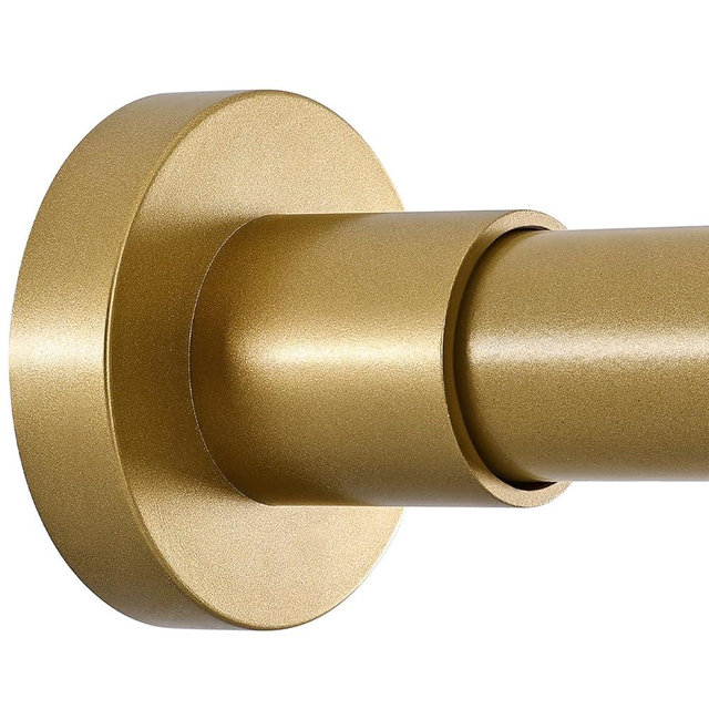 BRIOFOX Shower Curtain Rod Adjustable 18-64 Inch, Stainless Steel Spring Tension Shower Rod No Drilling Non Slip, Gold
