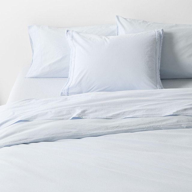 Favorite Washed Organic Cotton Pale Blue Eyelash Full/Queen Duvet Cover
