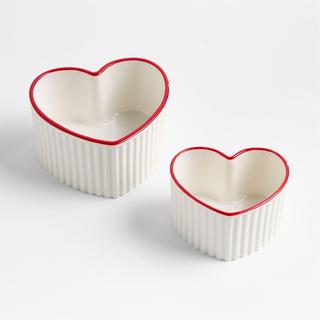 Heart Shaped 2-Piece Ceramic Nesting Ramekins Set