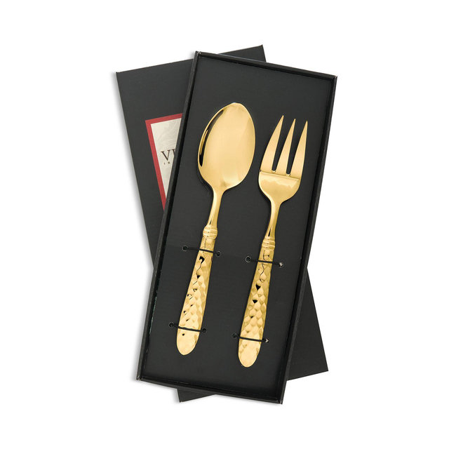 VIETRI Martellato Gold Tone 2 Piece Serving Set