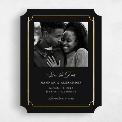Black Ticket Wedding Save the Date - Vernazza Photo Foil