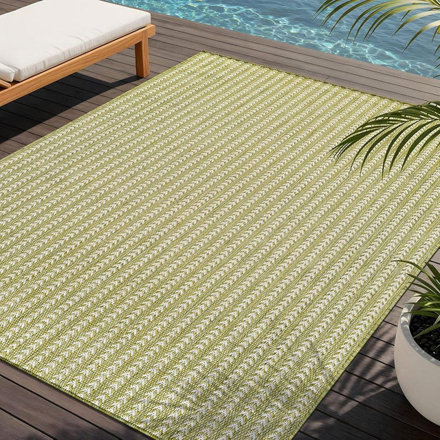 Washable Outdoor Rug 9x12 Modern Area Rugs Outdoor Carpets Striped Pattern Non Shedding Waterproof Easy Clean Patio Deck Porch Living Room Bedroom Garden RV (9 X 12 Olive)