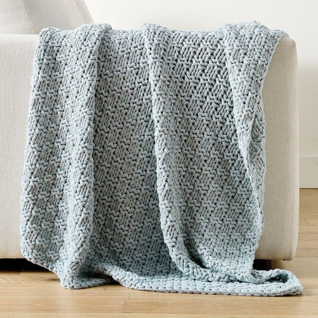 Boston Knit Throw, 44" x 56", Chambray