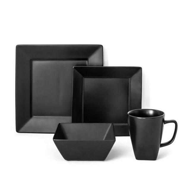 Over and Back® Hard Square 16-Piece Dinnerware Set in Black