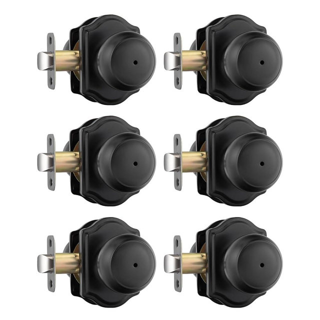 Goldenwarm Matte Black Door Knobs Interior, Privacy Door Knob for Bedroom & Bathroom, Black Interior Door Knobs 6 Pack