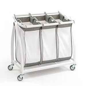 Seville Classics 3-Bag Laundry Hamper Sorter Cart in White