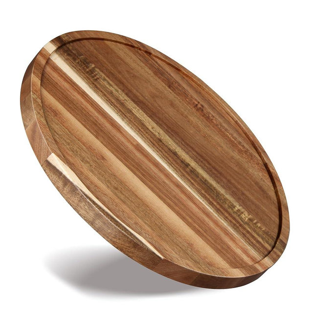KITEISCAT 10-Inch Acacia Wood Lazy Susan Organizer Turntable, Rotating Lazy Susan for Cabinet, Table Top, Pantry, Vanity Countertop, Kitchen Organization - Spice Spinner, Makeup Organizer