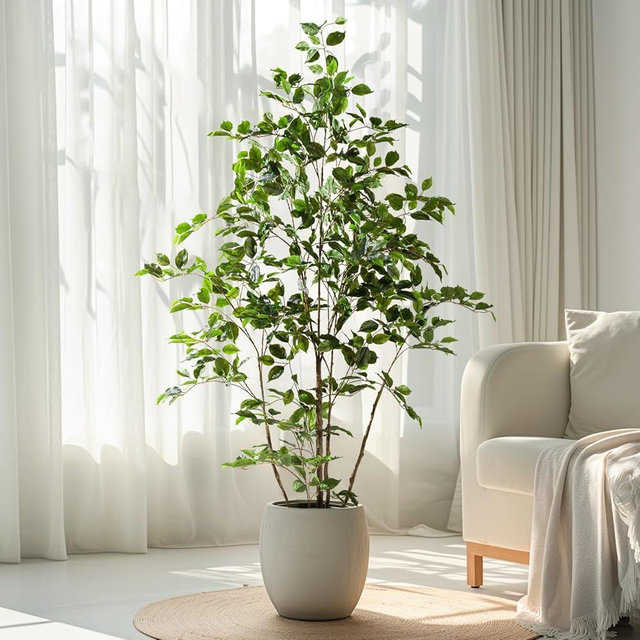 Bailikang 5FT Artificial Plants Indoor,Ficus Tree Artificial,Fake Tree,Fake Plants,Faux Trees Indoor,Artificial Tree Indoor,Artificial Trees for Home Decor Indoor（No Planter