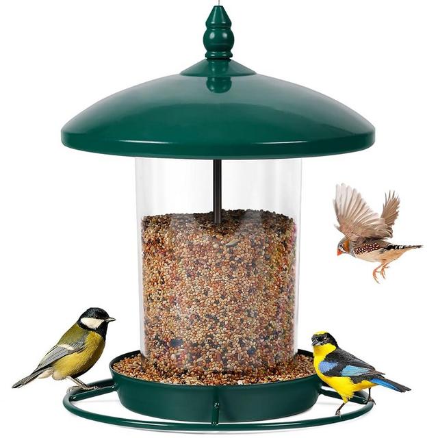 YOUVIP Bird Feeders for Outside,Metal Bird Feeder Holds 2.35LB Seeds,Bird Feeder for Outdoors Hanging,Weather Resistant Feeder for Outdoor Garden.Green